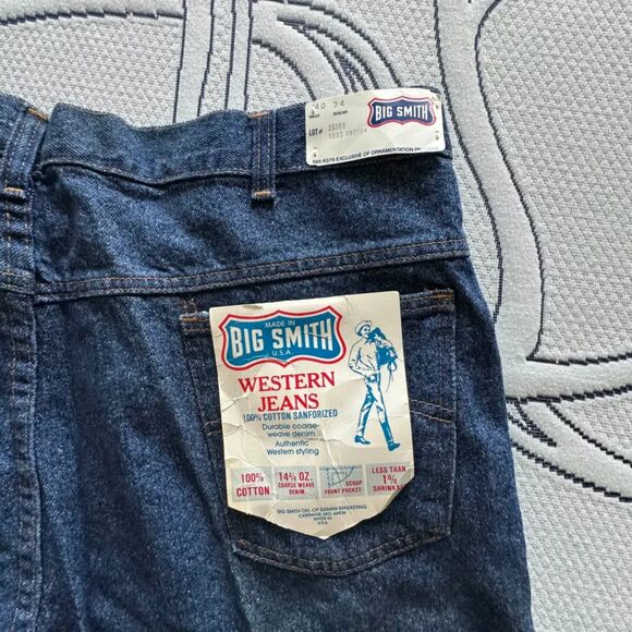 Vintage 60s 70s Big Smith Western Jeans Sanforized Size 38X32 - Picture 2 of 8